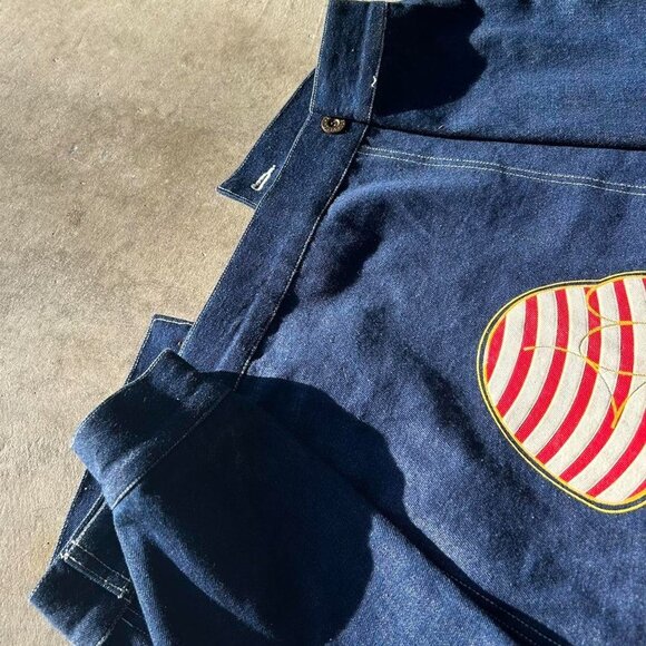 Kohei America Peace Graphic Denim Navy Button Multi-Pocket Jacket Adult Medium - Picture 5 of 6